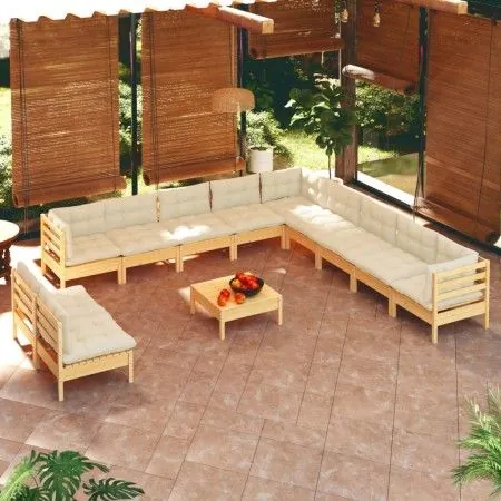 Garden furniture 12 pieces cushions solid pine wood by vidaXL, Garden sets - Ref: Foro24-3096857, Price: 914,58 €, Discount: %