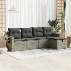 Juego de sofás jardín con cojines 5 pzas ratán sintético gris by , Garden sets - Ref: Foro24-3325466, Price: 316,17 €, Discou...