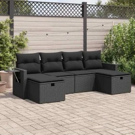 Set de sofás de jardín 6 piezas y cojines ratán sintético negro de , Conjuntos de jardín - Ref: Foro24-3325521, Precio: 406,5...