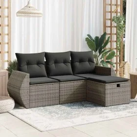 Set de sofás de jardín 4 pzas y cojines ratán sintético gris by , Garden sets - Ref: Foro24-3325556, Price: 274,19 €, Discoun...