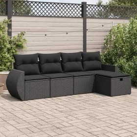 Set de muebles de jardín 5 pzas y cojines ratán sintético negro von , Gartensets - Ref: Foro24-3325561, Preis: 327,47 €, Raba...
