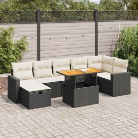 Set sofás jardín y cojines 5 pzas ratán sintético acacia negro by , Garden sets - Ref: Foro24-3328008, Price: 498,05 €, Disco...