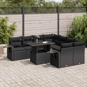 Set de sofás de jardín con cojines 9 pzas ratán sintético negro von , Gartensets - Ref: Foro24-3326446, Preis: 661,74 €, Raba...