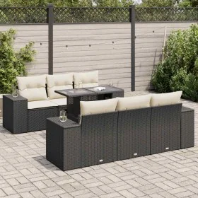 Set de sofás de jardín 7 pzas con cojines ratán sintético negro by , Garden sets - Ref: Foro24-3326737, Price: 534,95 €, Disc...