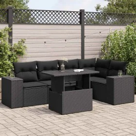 Set de sofás de jardín 6 piezas y cojines ratán sintético negro by , Garden sets - Ref: Foro24-3326796, Price: 472,25 €, Disc...