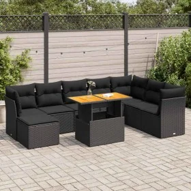 Set de sofás de jardín con cojines 9 pzas ratán sintético negro by , Garden sets - Ref: Foro24-3326960, Price: 583,51 €, Disc...