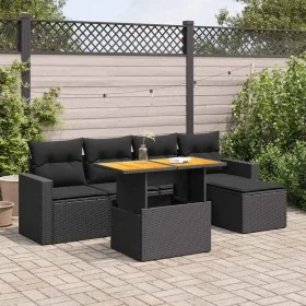 Set de sofás de jardín 6 piezas y cojines ratán sintético negro von , Gartensets - Ref: Foro24-3327023, Preis: 428,07 €, Raba...