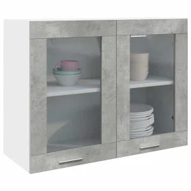 Armario colgante de vidrio gris hormigón 80x31x60 cm by , Kitchen cabinets - Ref: Foro24-856118, Price: 58,04 €, Discount: %