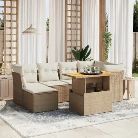 Set sofás de jardín 7 piezas y cojines ratán sintético beige by , Garden sets - Ref: Foro24-3275480, Price: 519,37 €, Discoun...
