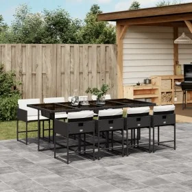 Set de comedor de jardín 9 pzas y cojines ratán sintético negro von , Gartensets - Ref: Foro24-3211278, Preis: 572,66 €, Raba...