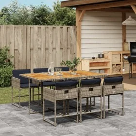Set comedor jardín 7 pzas y cojines ratán sintético gris by , Garden sets - Ref: Foro24-3278044, Price: 572,16 €, Discount: %