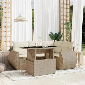 Juego de sofás jardín con cojines 5 pzas ratán sintético beige by , Garden sets - Ref: Foro24-3268508, Price: 473,59 €, Disco...