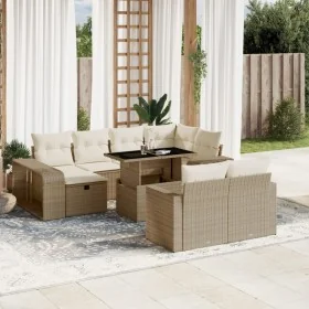 Set de sofás de jardín 11pzas con cojines ratán sintético beige von , Gartensets - Ref: Foro24-3276504, Preis: 720,33 €, Raba...