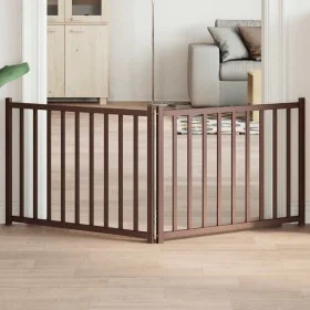 Puerta de perros plegable 2 paneles madera abeto marrón 160 cm by , Dog kennels and fences - Ref: Foro24-352296, Price: 42,51...