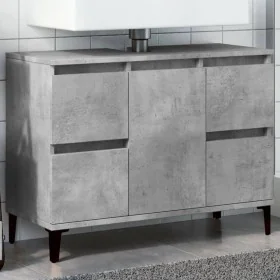 Armario de lavabo madera contrachapada gris hormigón 80x33x60cm by , bathroom vanities - Ref: Foro24-857128, Price: 85,33 €, ...