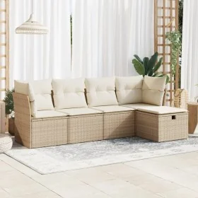 Juego de sofás jardín con cojines 5 pzas ratán sintético beige by , Garden sets - Ref: Foro24-3325264, Price: 344,16 €, Disco...