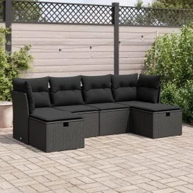 Set de sofás de jardín 6 piezas y cojines ratán sintético negro by , Garden sets - Ref: Foro24-3325321, Price: 368,29 €, Disc...