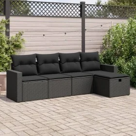 Set de muebles de jardín 5 pzas y cojines ratán sintético negro von , Gartensets - Ref: Foro24-3325361, Preis: 339,27 €, Raba...
