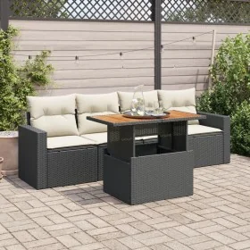 Set de muebles de jardín 5 pzas y cojines ratán sintético negro von , Gartensets - Ref: Foro24-3326982, Preis: 334,44 €, Raba...