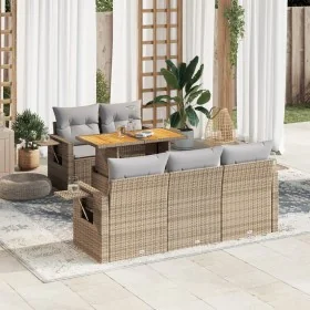 Juego de sofás jardín con cojines 6 pzas ratán sintético beige by , Garden sets - Ref: Foro24-3327104, Price: 509,45 €, Disco...