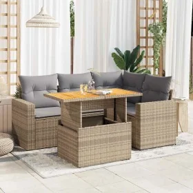 Juego de sofás jardín con cojines 5 pzas ratán sintético beige by , Garden sets - Ref: Foro24-3327034, Price: 423,45 €, Disco...