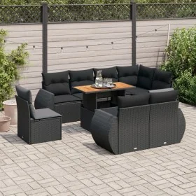 Set de sofás de jardín con cojines 9 pzas ratán sintético negro von , Gartensets - Ref: Foro24-3327275, Preis: 704,34 €, Raba...