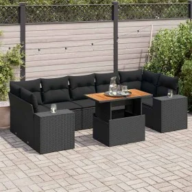 Set de sofás de jardín y cojines 8 piezas ratán sintético negro by , Garden sets - Ref: Foro24-3327345, Price: 569,21 €, Disc...