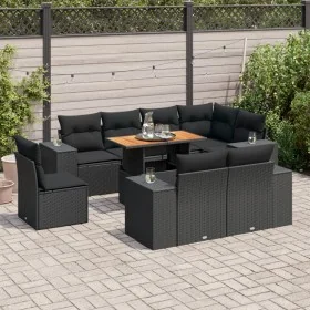 Set de sofás de jardín con cojines 9 pzas ratán sintético negro by , Garden sets - Ref: Foro24-3327387, Price: 694,30 €, Disc...