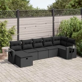 Set de sofás de jardín 7 pzas con cojines ratán sintético negro by , Garden sets - Ref: Foro24-3325501, Price: 488,92 €, Disc...