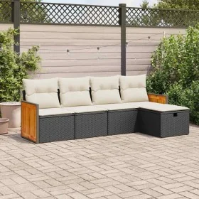 Set de muebles de jardín 5 pzas y cojines ratán sintético negro by , Garden sets - Ref: Foro24-3326011, Price: 314,25 €, Disc...