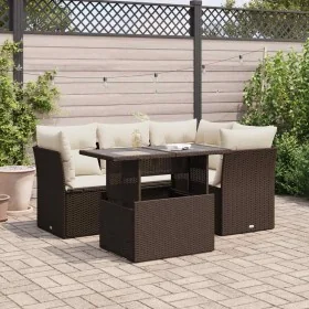 Set comedor de jardín 5 piezas y cojines ratán sintético marrón von , Gartensets - Ref: Foro24-3326154, Preis: 406,00 €, Raba...