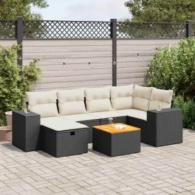 Set de sofás de jardín 7 pzas con cojines ratán sintético negro by , Garden sets - Ref: Foro24-3325871, Price: 435,62 €, Disc...