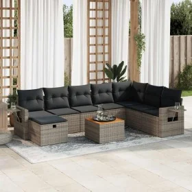 Set de sofás de jardín con cojines 9 pzas ratán sintético gris by , Garden sets - Ref: Foro24-3325833, Price: 536,33 €, Disco...