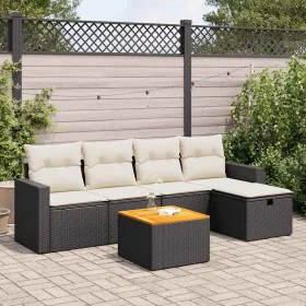 Set de sofás de jardín 6 piezas y cojines ratán sintético negro de , Conjuntos de jardín - Ref: Foro24-3325780, Precio: 337,3...
