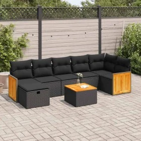 Set de sofás de jardín y cojines 8 piezas ratán sintético negro by , Garden sets - Ref: Foro24-3326045, Price: 472,09 €, Disc...