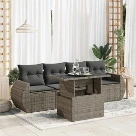 Juego de sofás jardín con cojines 5 pzas ratán sintético gris de , Conjuntos de jardín - Ref: Foro24-3326561, Precio: 371,35 ...