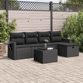 Set de sofás de jardín 6 piezas y cojines ratán sintético negro von , Gartensets - Ref: Foro24-3325471, Preis: 414,47 €, Raba...
