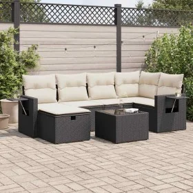 Set de sofás de jardín 7 pzas con cojines ratán sintético negro by , Garden sets - Ref: Foro24-3325492, Price: 434,15 €, Disc...