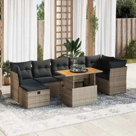 Set sofás jardín y cojines 8 pzas ratán sintético acacia gris by , Garden sets - Ref: Foro24-3327984, Price: 512,76 €, Discou...