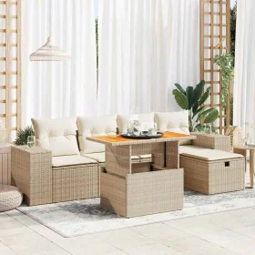Set sofás jardín y cojines 6 pzas ratán sintético acacia beige von , Gartensets - Ref: Foro24-3328080, Preis: 506,45 €, Rabat...