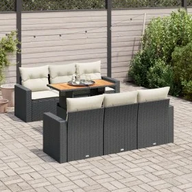 Set de sofás de jardín 7 pzas con cojines ratán sintético negro by , Garden sets - Ref: Foro24-3326996, Price: 482,40 €, Disc...