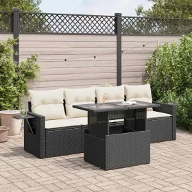 Set de muebles de jardín 5 pzas y cojines ratán sintético negro by , Garden sets - Ref: Foro24-3326397, Price: 355,87 €, Disc...