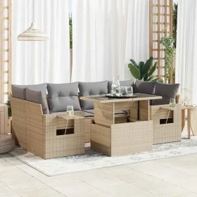 Set sofás de jardín 7 piezas y cojines ratán sintético beige by , Garden sets - Ref: Foro24-3326430, Price: 530,27 €, Discoun...