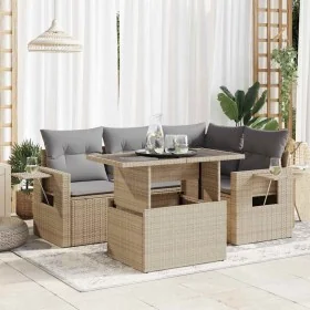 Juego de sofás jardín con cojines 5 pzas ratán sintético beige von , Gartensets - Ref: Foro24-3326470, Preis: 413,78 €, Rabat...
