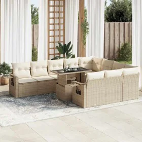 Set de sofás de jardín 11pzas con cojines ratán sintético beige by , Garden sets - Ref: Foro24-3326549, Price: 839,84 €, Disc...