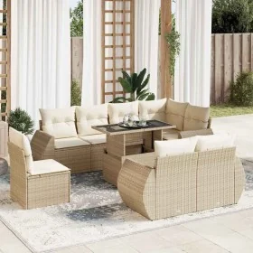 Set de sofás de jardín con cojines 9 pzas ratán sintético beige by , Garden sets - Ref: Foro24-3326659, Price: 822,63 €, Disc...