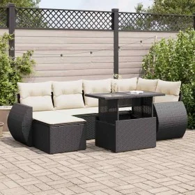 Set de sofás de jardín 7 pzas con cojines ratán sintético negro by , Garden sets - Ref: Foro24-3326667, Price: 493,34 €, Disc...