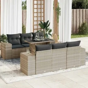 Set de sofás de jardín 7 pzas con cojines ratán PE gris claro von , Gartensets - Ref: Foro24-3326743, Preis: 594,49 €, Rabatt: %