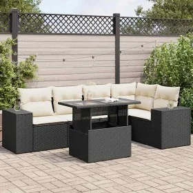 Set de sofás de jardín 6 piezas y cojines ratán sintético negro by , Garden sets - Ref: Foro24-3326797, Price: 444,28 €, Disc...