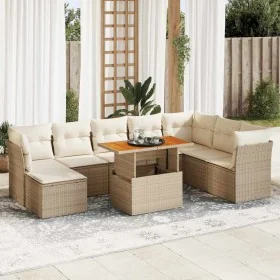 Set de sofás de jardín con cojines 9 pzas ratán sintético beige by , Garden sets - Ref: Foro24-3326963, Price: 638,42 €, Disc...